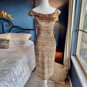 Stop Staring Pinup Leopard Print Wiggle Dress